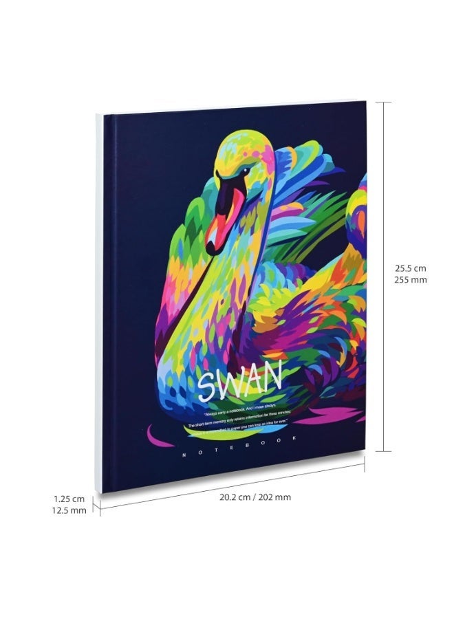 FIS® Hard Cover Notebook, Size 10"X8" Inches(254x203.2mm), 96 Sheets, 192 Pages, Single Line Ruling, White Paper, Packet of 5 Pieces, Swan Cover Design 3-FSNBHC1896-SWA3 - Image 2